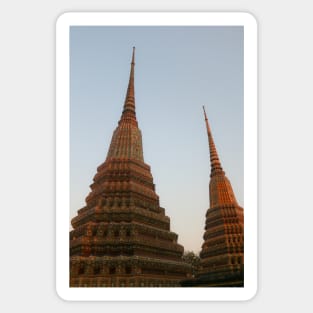 Two stupa against clear sky at Wat Pho Buddha temple. 1 Sticker